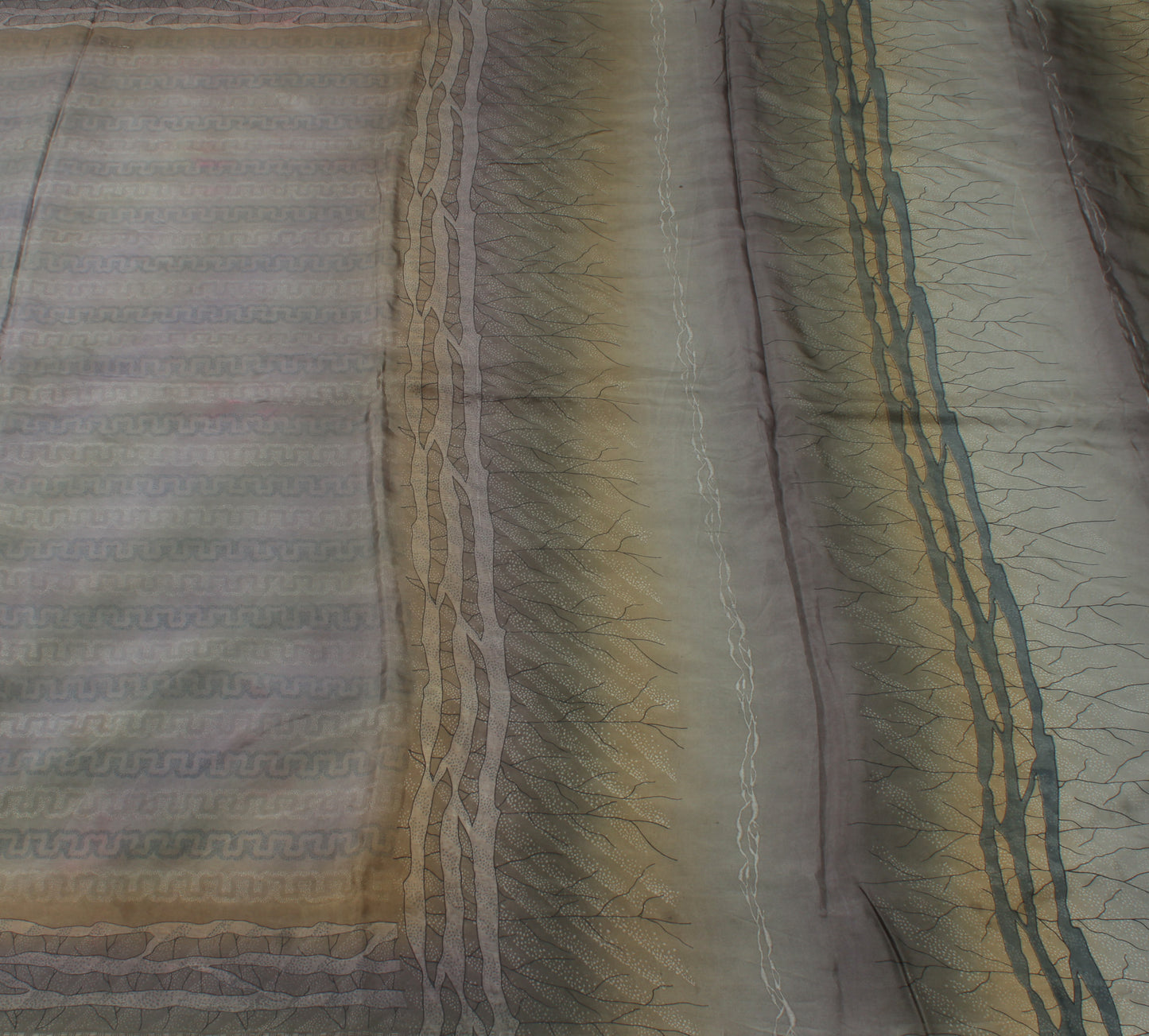 Sushila Vintage Gray Indian Saree 100% Pure Silk Printed Soft Sari Craft Fabric