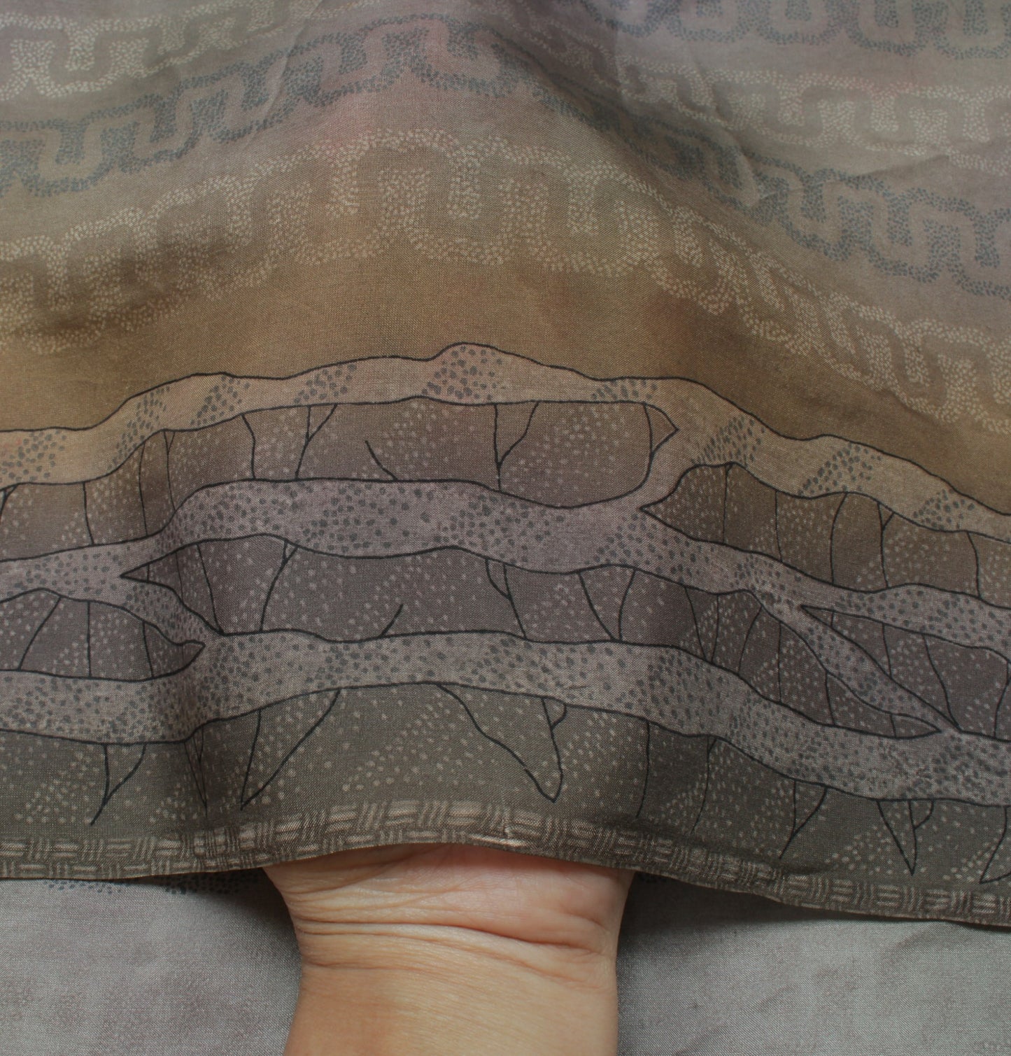 Sushila Vintage Gray Indian Saree 100% Pure Silk Printed Soft Sari Craft Fabric