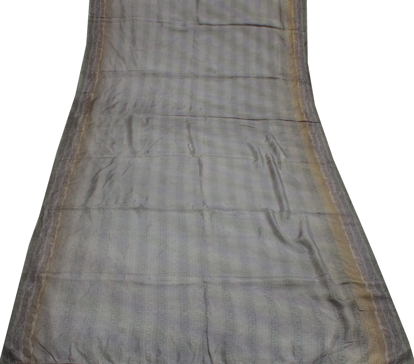 Sushila Vintage Gray Indian Saree 100% Pure Silk Printed Soft Sari Craft Fabric