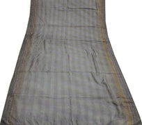 Sushila Vintage Gray Indian Saree 100% Pure Silk Printed Soft Sari Craft Fabric