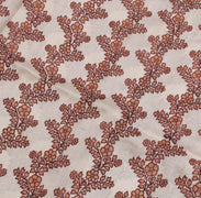Sushila Vintage Cream Saree 100% Pure Silk Printed Floral Soft Craft Fabric