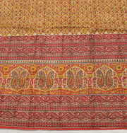 Sushila Vintage Cream Saree 100% Pure Silk Printed Floral Soft Sari Craft Fabric