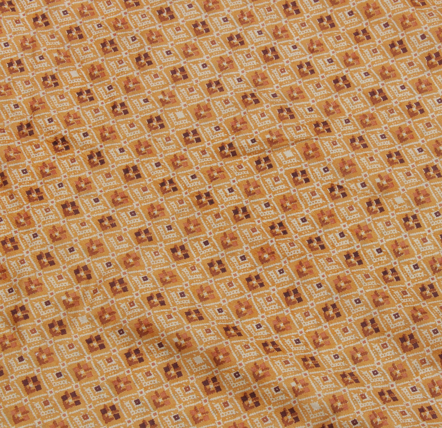 Sushila Vintage Cream Indian Saree 100% Pure Silk Printed Soft Craft Fabric