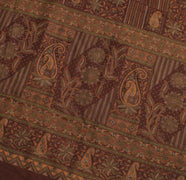 Sushila Vintage Rust Saree 100% Pure Silk Printed Floral Soft Sari Craft Fabric