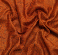 Sushila Vintage Rust Saree 100% Pure Silk Printed Floral Soft Sari Craft Fabric