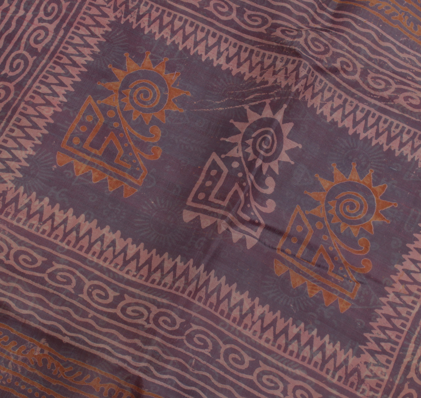 Sushila Vintage Peach Indian Saree 100% Pure Silk Printed Soft Sari Craft Fabric