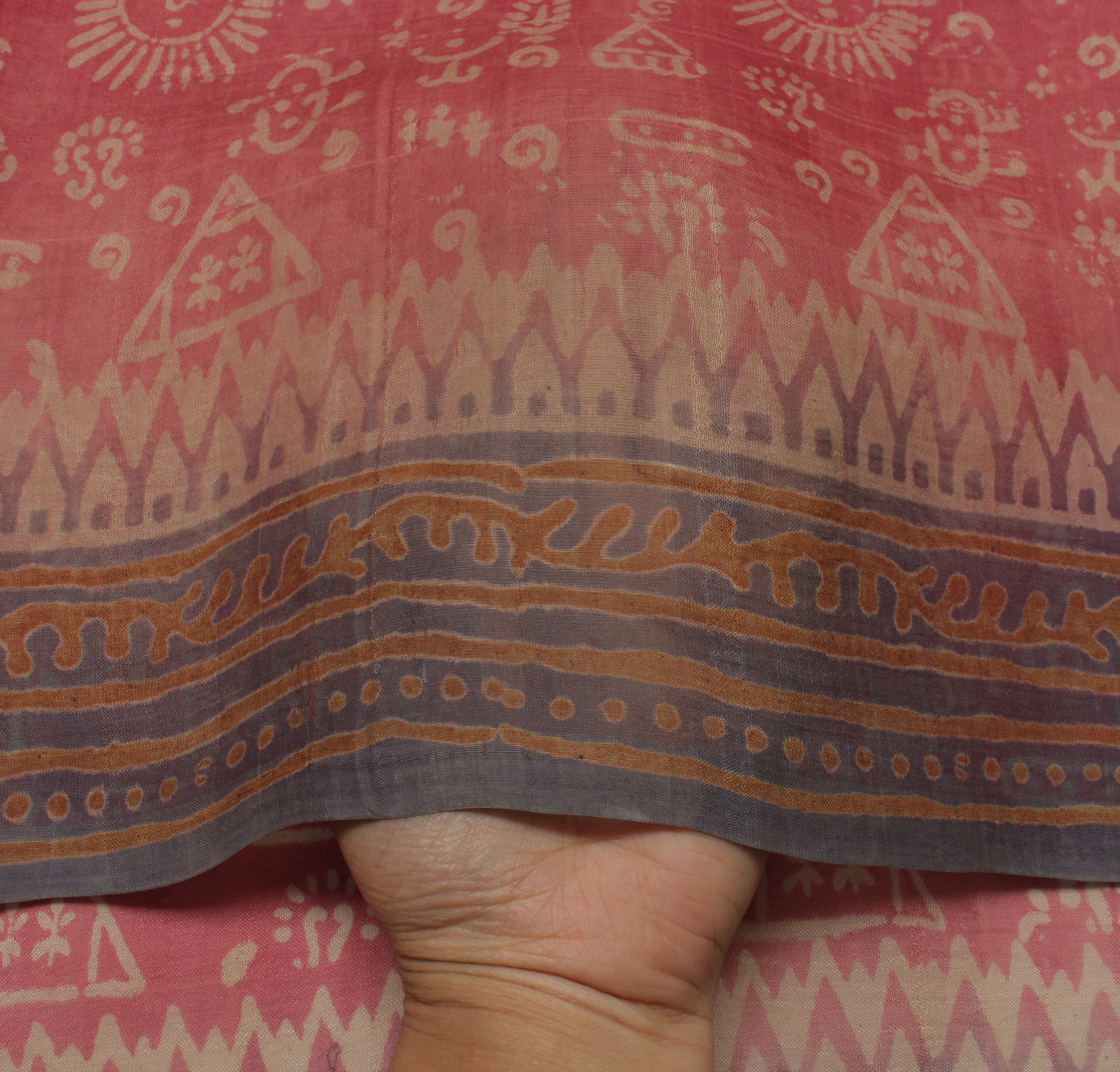 Sushila Vintage Peach Indian Saree 100% Pure Silk Printed Soft Sari Craft Fabric