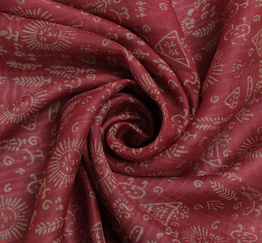 Sushila Vintage Peach Indian Saree 100% Pure Silk Printed Soft Sari Craft Fabric