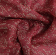 Sushila Vintage Peach Indian Saree 100% Pure Silk Printed Soft Sari Craft Fabric