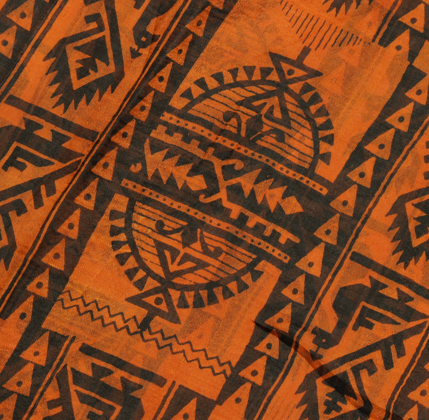 Sushila Vintage Rust Saree 100% Pure Silk Printed Abstract Soft Craft Fabric
