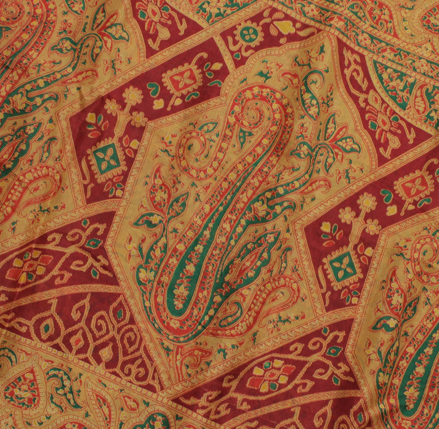 Sushila Vintage Indian Saree 100% Pure Silk Printed Floral Soft Craft Fabric