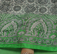 Sushila Vintage White Saree 100% Pure Silk Printed Floral Soft Craft Fabric