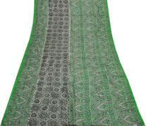 Sushila Vintage White Saree 100% Pure Silk Printed Floral Soft Craft Fabric