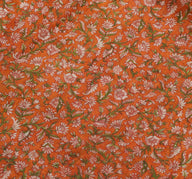 Sushila Vintage Orange Saree 100% Pure Silk Printed Floral 5 Yard  Craft Fabric