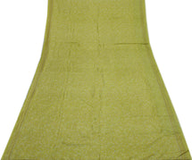 Sushila Vintage Green Saree 100% Pure Silk Printed Floral Soft 5 YD Craft Fabric