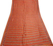 Sushila Vintage Peach Saree 100% Pure Silk Printed Floral Soft Sari Craft Fabric