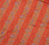 Sushila Vintage Peach Saree 100% Pure Silk Printed Floral Soft Sari Craft Fabric
