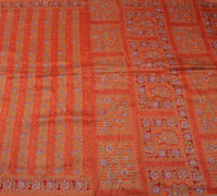 Sushila Vintage Peach Saree 100% Pure Silk Printed Floral Soft Sari Craft Fabric