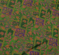 Sushila Vintage Green Saree 100% Pure Silk Printed Floral Soft Craft Fabric