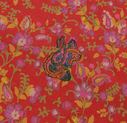 Sushila Vintage Red Saree 100% Pure Silk Printed Floral Soft 5 Yard Craft Fabric