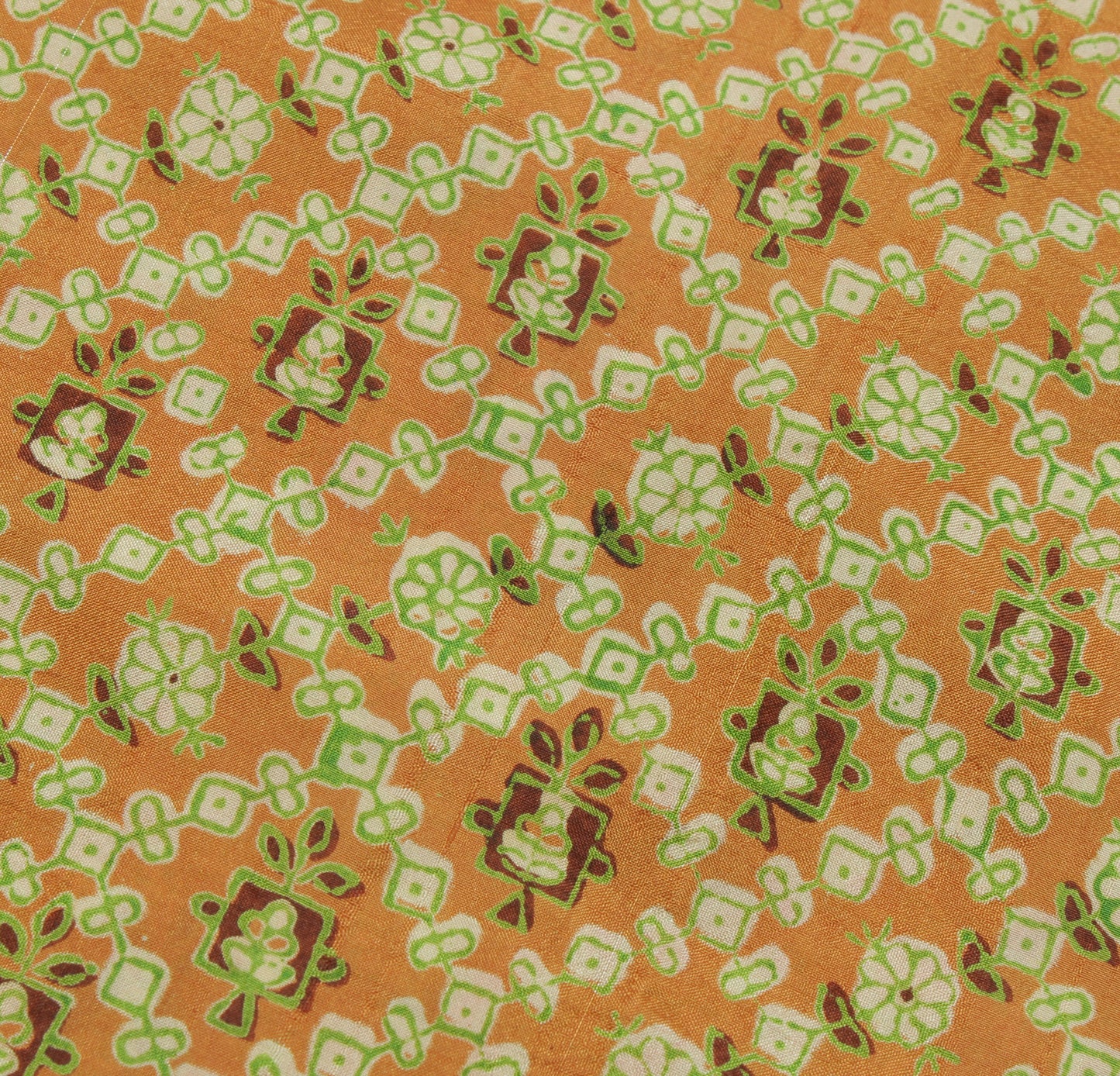 Sushila Vintage Mustard Saree 100% Pure Silk Printed Floral Soft Craft Fabric