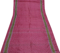 Sushila Vintage Pink Indian Saree 100% Pure Silk Printed Soft Sari Craft Fabric