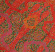 Sushila Vintage Orange Saree 100% Pure Silk Printed Floral Soft Craft Fabric