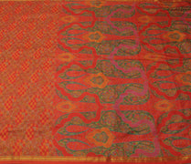 Sushila Vintage Orange Saree 100% Pure Silk Printed Floral Soft Craft Fabric