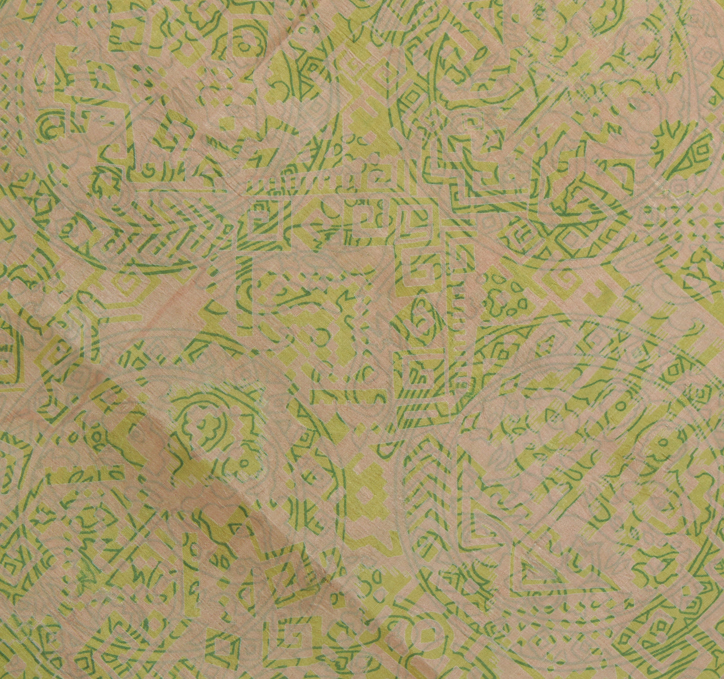 Sushila Vintage Indian  Saree 100% Pure Silk Printed Abstract Soft Craft Fabric