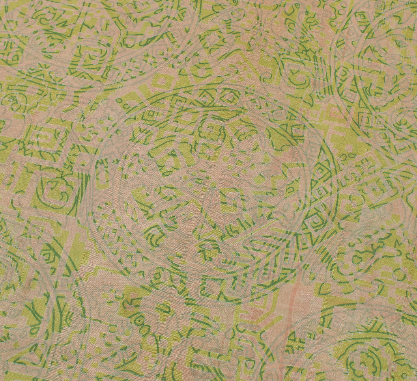 Sushila Vintage Indian  Saree 100% Pure Silk Printed Abstract Soft Craft Fabric