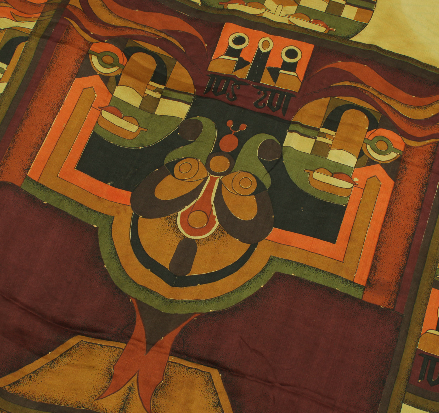 Sushila Vintage Indian Saree 100% Pure Silk Printed Zig-Zag Soft Craft Fabric
