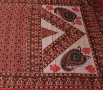 Sushila Vintage Indian Saree 100% Pure Silk Printed Floral Soft Craft Fabric