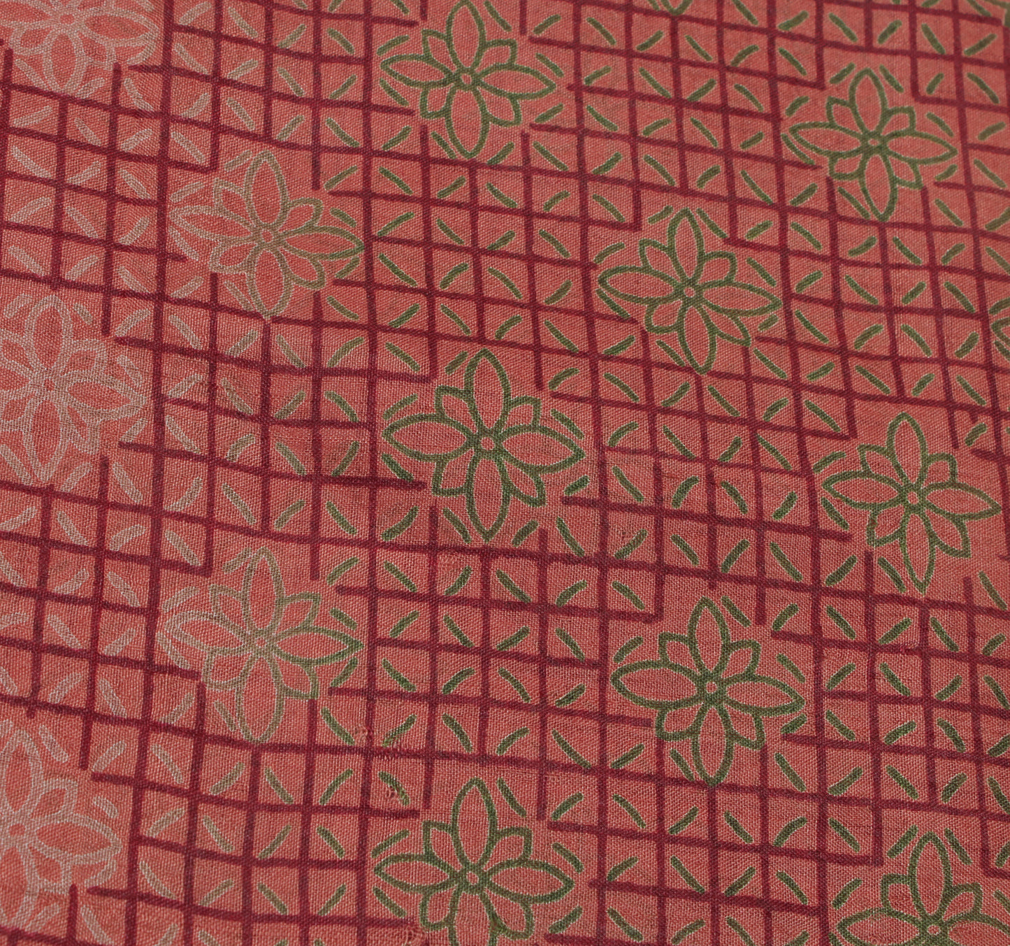 Sushila Vintage Brown Saree 100% Pure Silk Printed Floral Soft Sari Craft Fabric