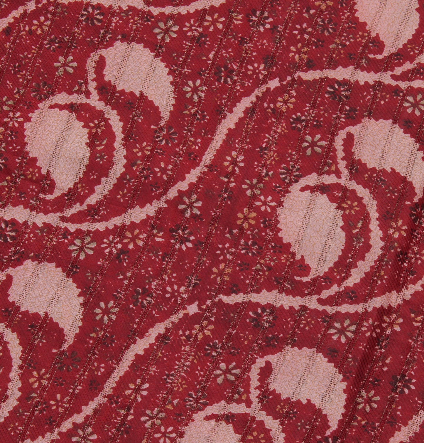 Sushila Vintage Maroon Saree 100% Pure Silk Printed Floral Soft Craft Fabric