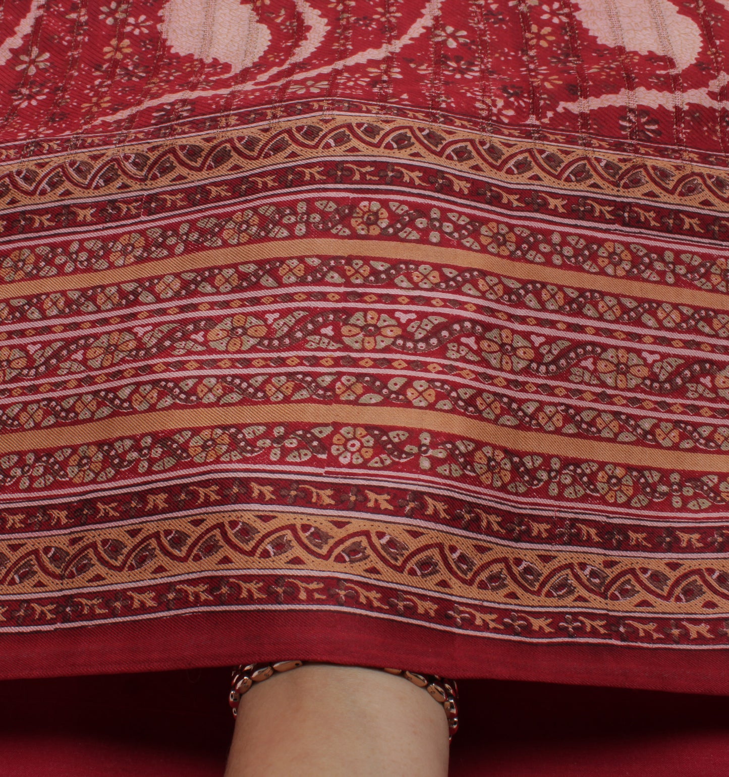 Sushila Vintage Maroon Saree 100% Pure Silk Printed Floral Soft Craft Fabric