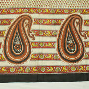 Sushila Vintage Cream Saree 100% Pure Silk Printed Floral Soft Craft Fabric