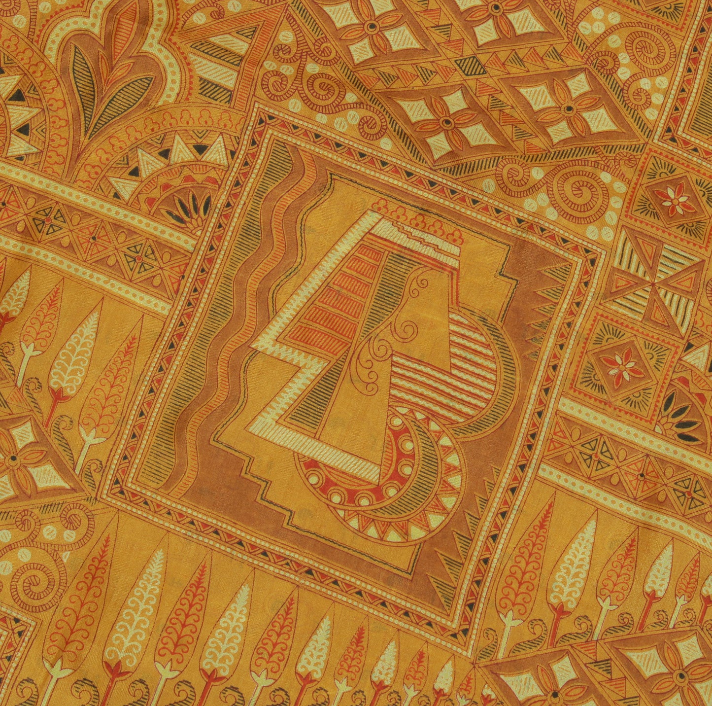 Sushila Vintage Green Indian Saree 100% Pure Silk Printed Soft Craft Sari Fabric