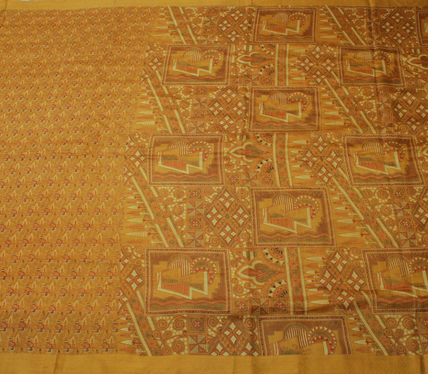 Sushila Vintage Green Indian Saree 100% Pure Silk Printed Soft Craft Sari Fabric