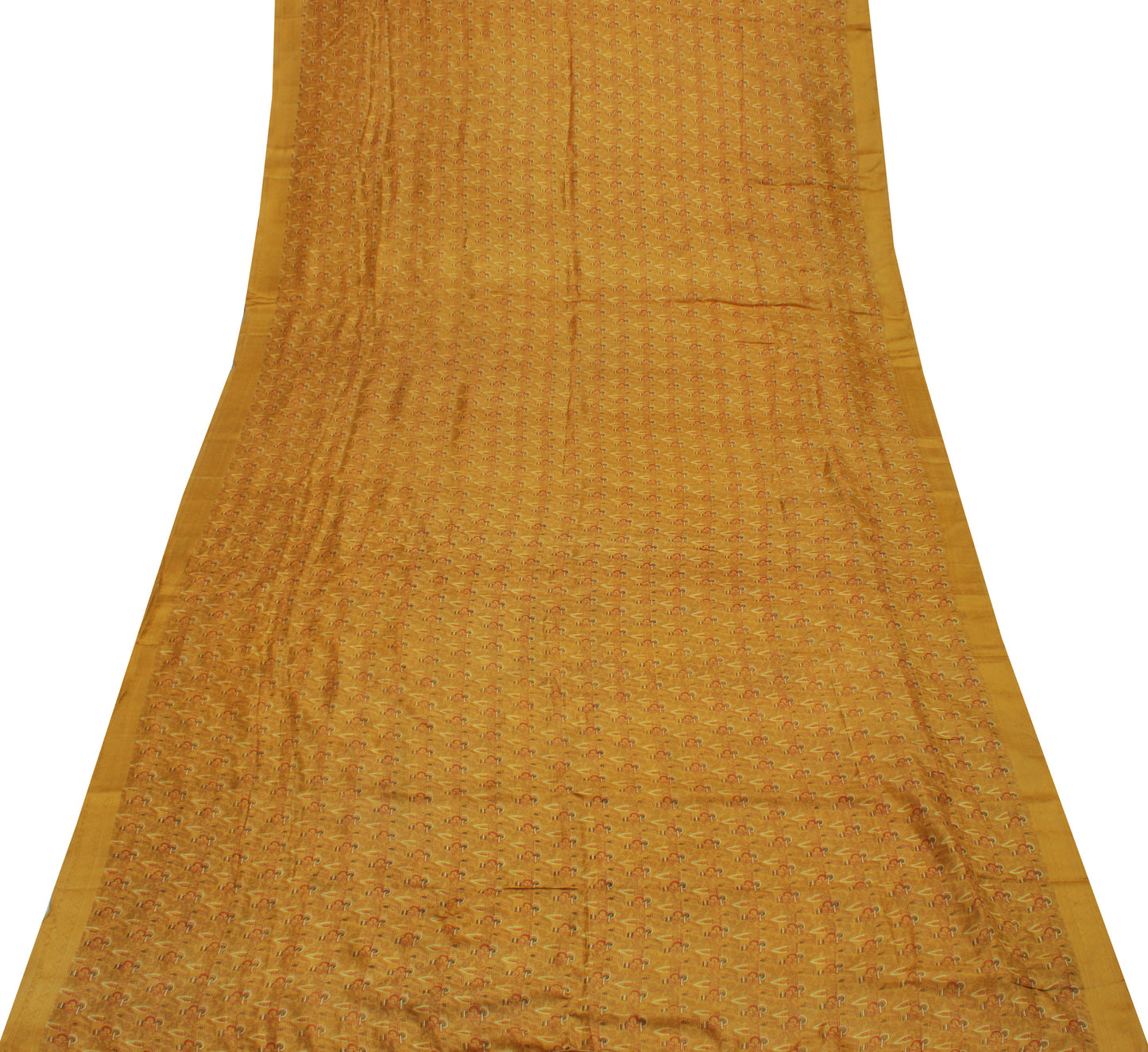 Sushila Vintage Green Indian Saree 100% Pure Silk Printed Soft Craft Sari Fabric
