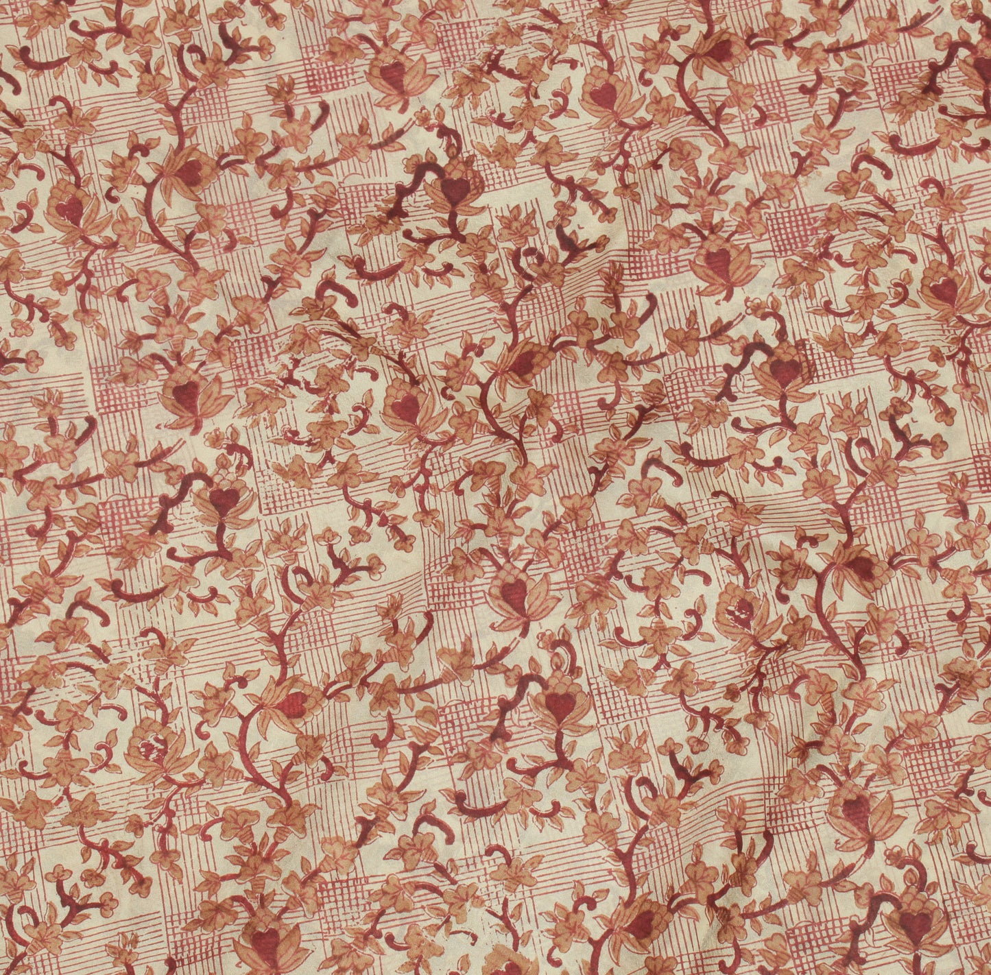 Sushila Vintage Cream Saree 100% Pure Silk Printed Floral Soft Craft Fabric