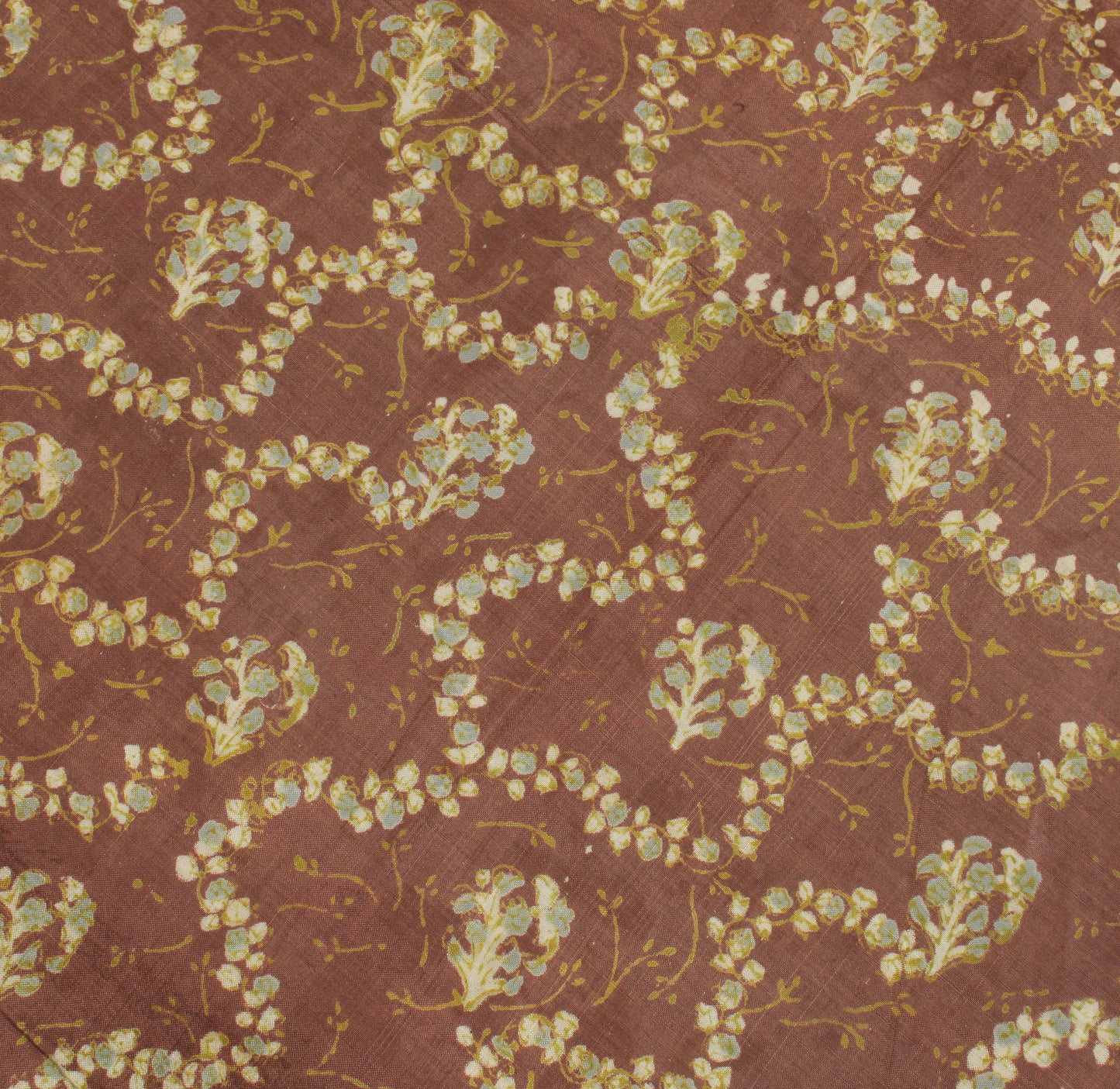 Sushila Vintage Brown Saree 100% Pure Silk Printed Floral Soft Craft Fabric