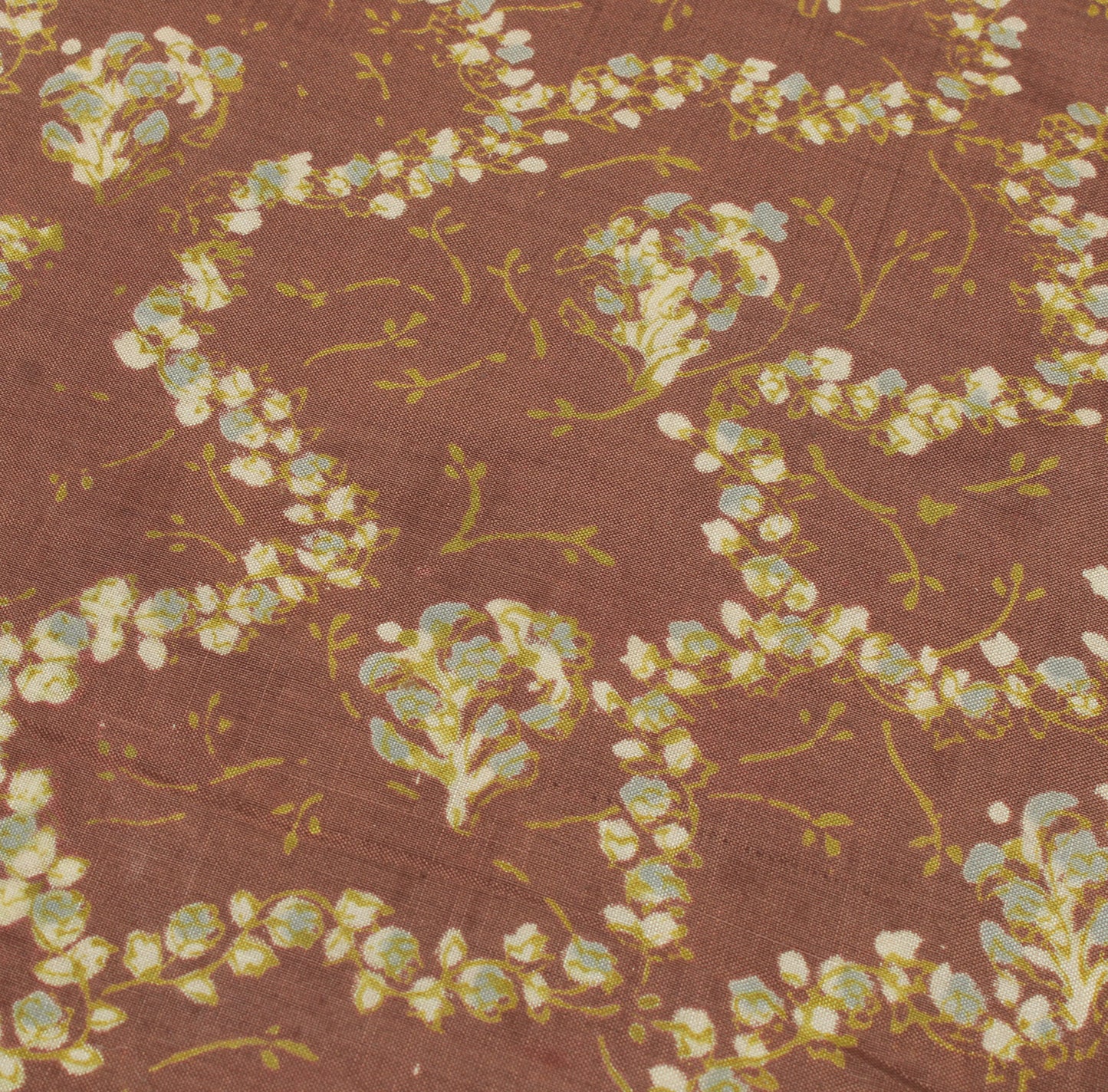 Sushila Vintage Brown Saree 100% Pure Silk Printed Floral Soft Craft Fabric