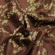 Sushila Vintage Brown Saree 100% Pure Silk Printed Floral Soft Craft Fabric