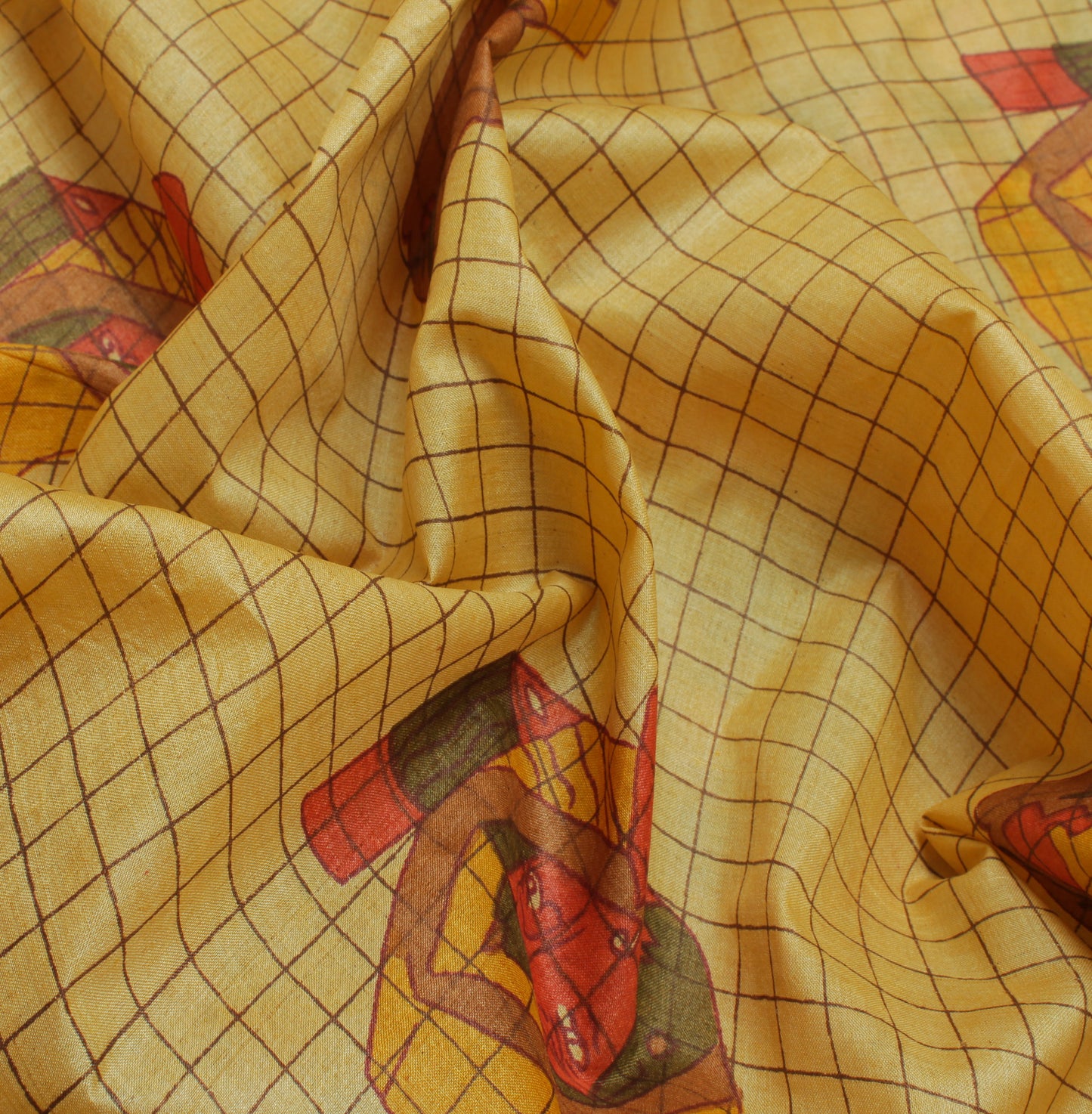 Sushila Vintage Cream Indian Saree 100% Pure Silk Printed 5 Yard Craft Fabric
