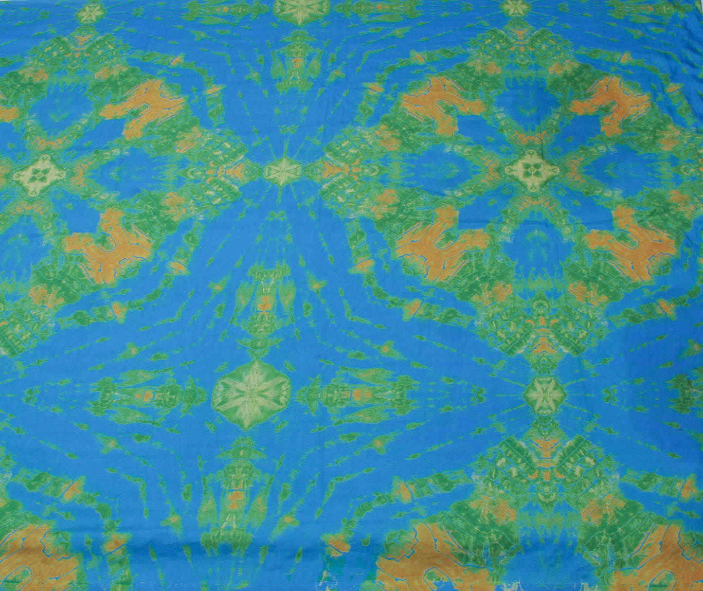 Sushila Vintage Blue Indian Saree Blend Silk Printed Soft 5 Yard Craft Fabric
