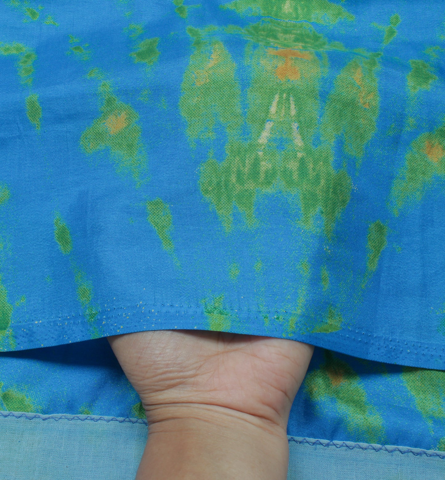 Sushila Vintage Blue Indian Saree Blend Silk Printed Soft 5 Yard Craft Fabric