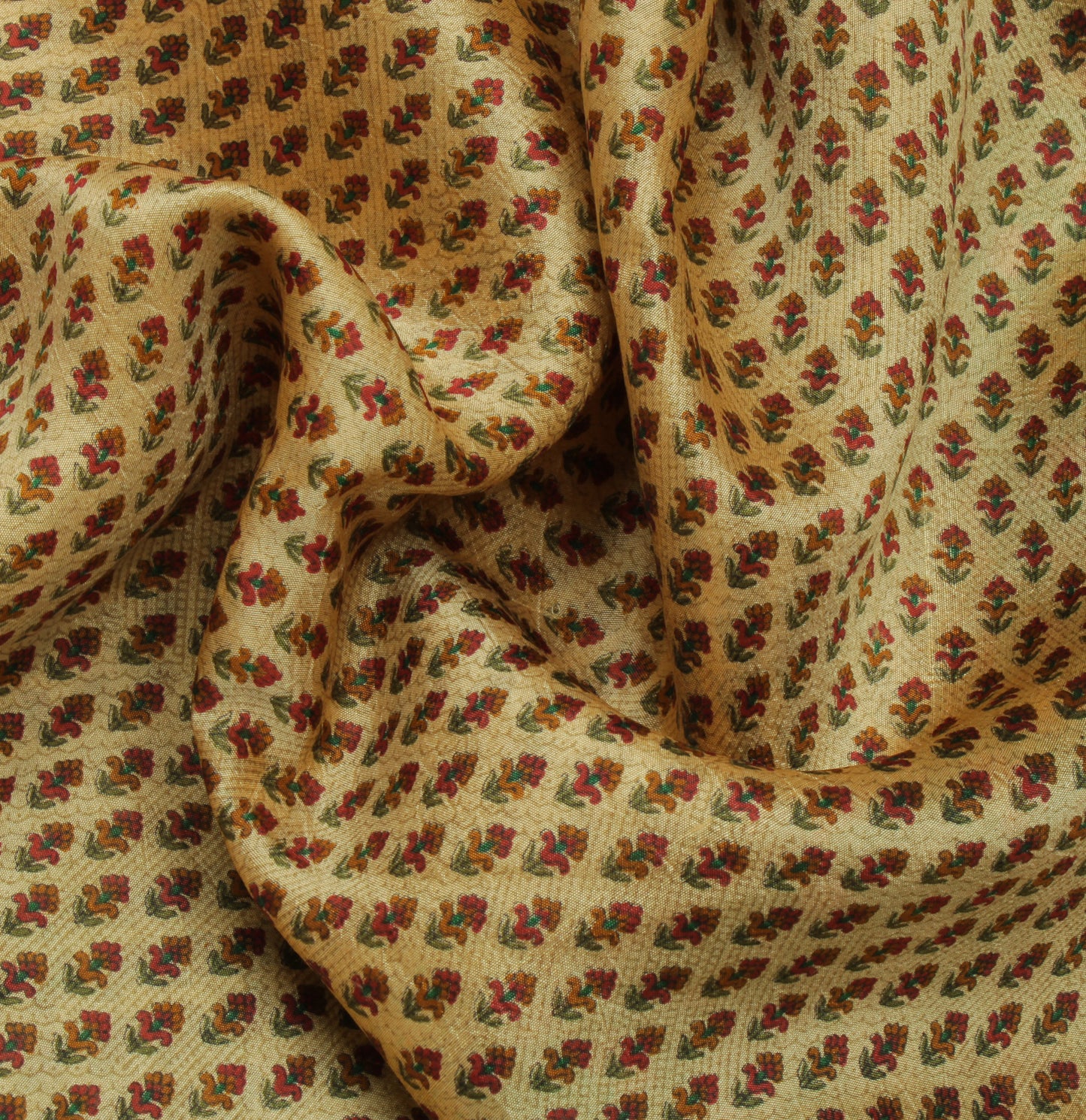 Sushila Vintage Cream Saree 100% Pure Silk Printed Floral Soft Craft Fabric