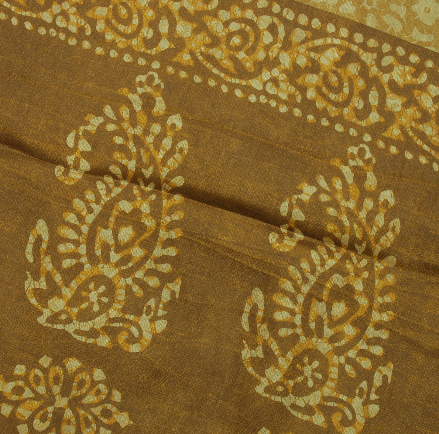 Sushila Vintage Green Saree 100% Pure Silk Printed Floral Soft Craft Sari Fabric