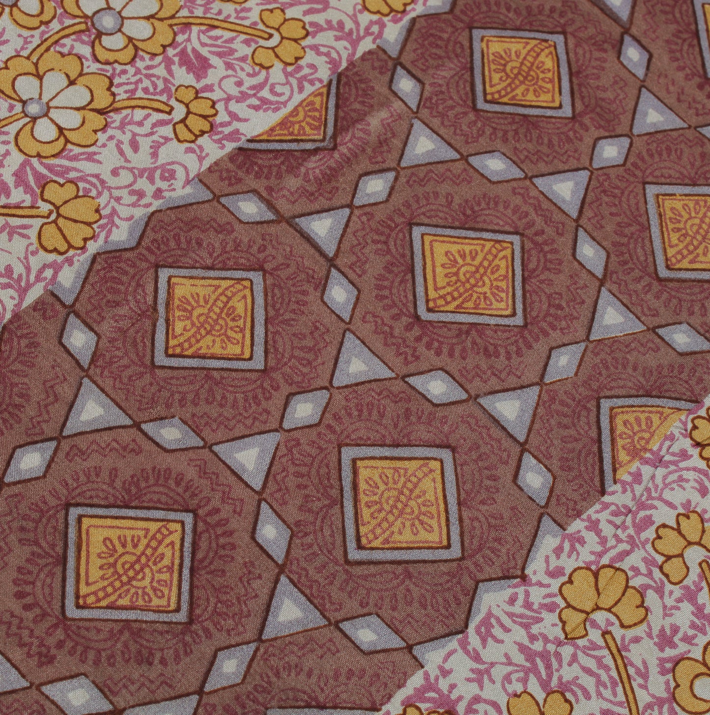 Sushila Vintage Indian Saree 100% Pure Silk Printed Floral Soft Craft Fabric