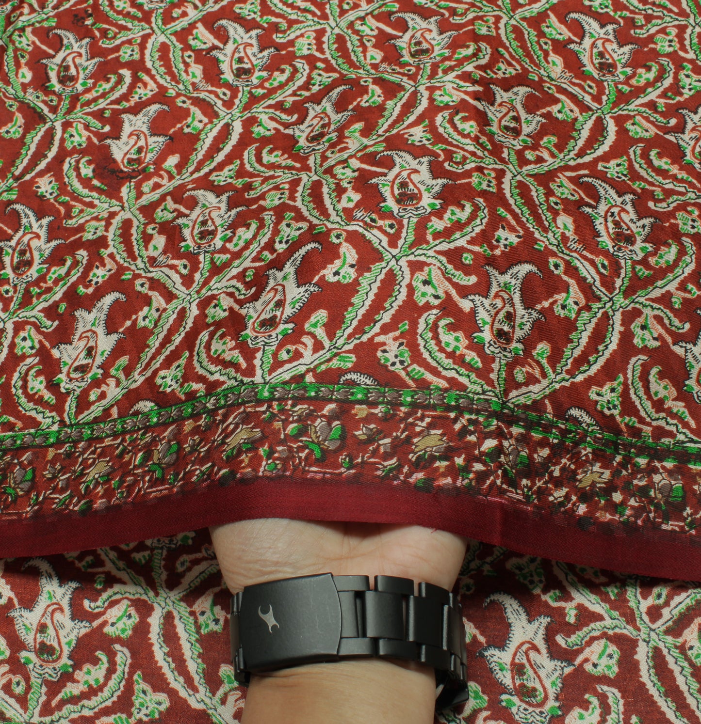 Sushila Vintage Brown Saree 100% Pure Silk Printed Floral Soft Craft 5YD Fabric